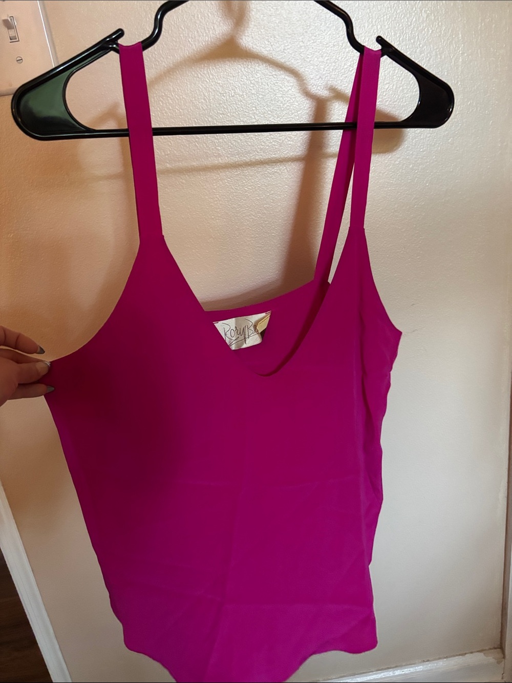 Rory Beca Silk Magenta Slim-Strap Tank Top